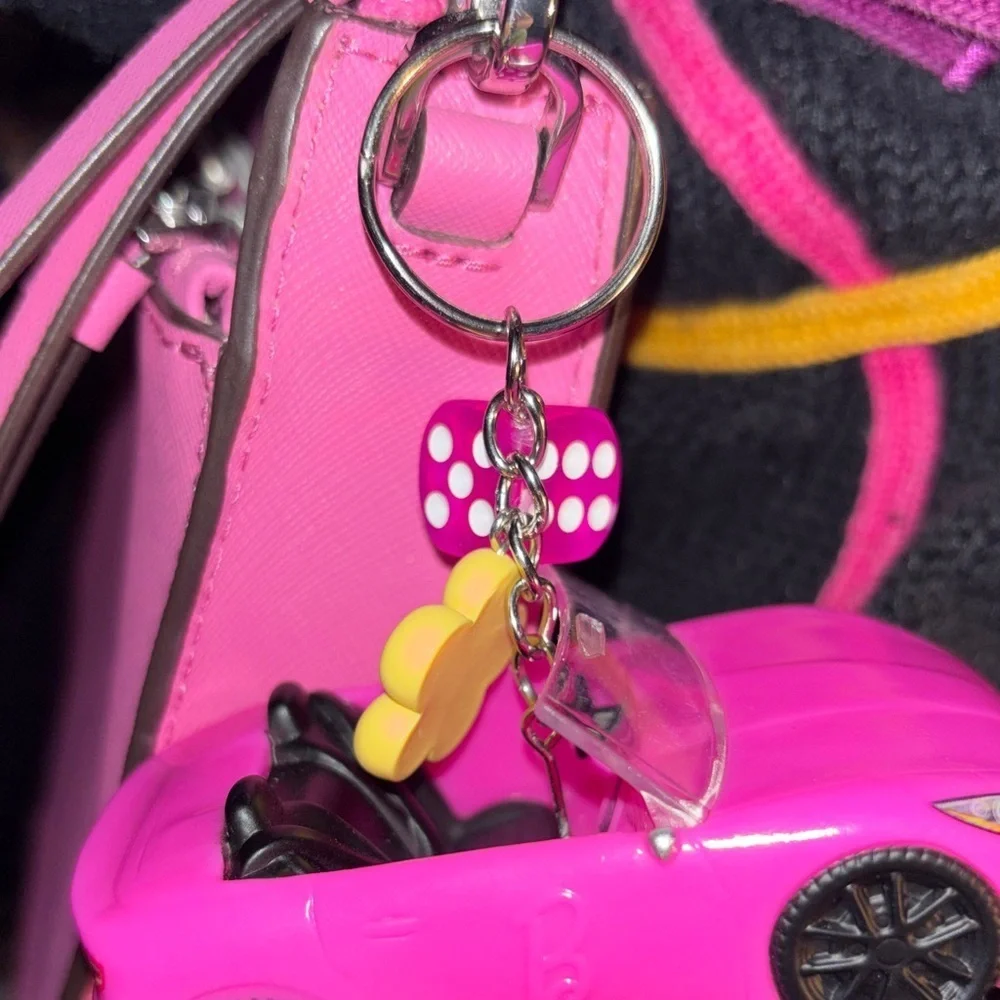 Barbie Pink Convertible Car Keychain Purse Charm